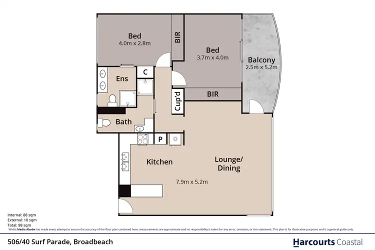 Floorplan of Homely apartment listing, 506/40 Surf Parade, Broadbeach QLD 4218