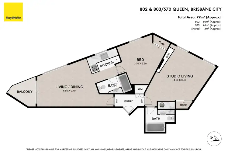 Floorplan of Homely apartment listing, 802-803/570 Queen Street, Brisbane City QLD 4000