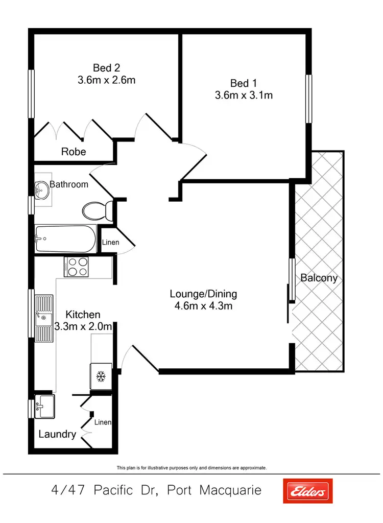 Floorplan of Homely unit listing, 4/47 Pacific Drive, Port Macquarie NSW 2444