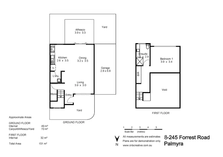 Floorplan of Homely townhouse listing, 8/243 Forrest Street, Palmyra WA 6157