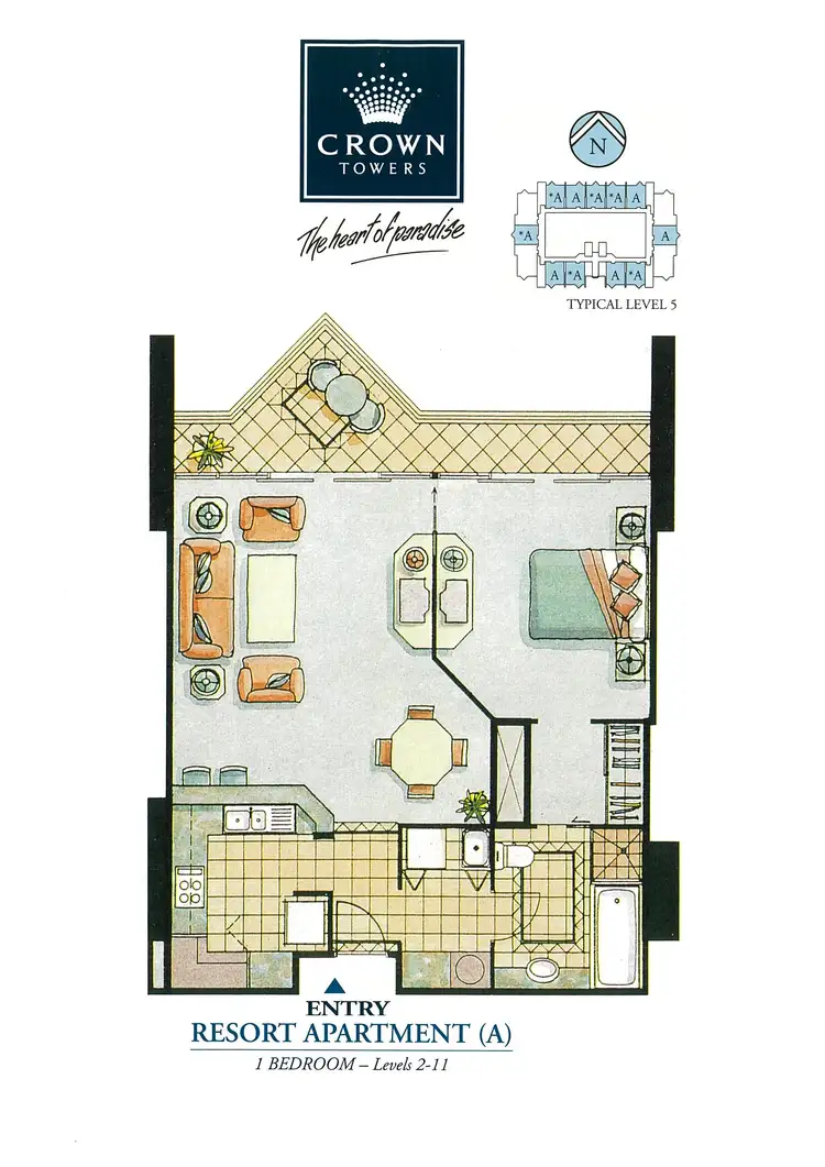 Floorplan of Homely unit listing, 906/5-19 Palm Avenue, "CROWN TOWERS", Surfers Paradise QLD 4217