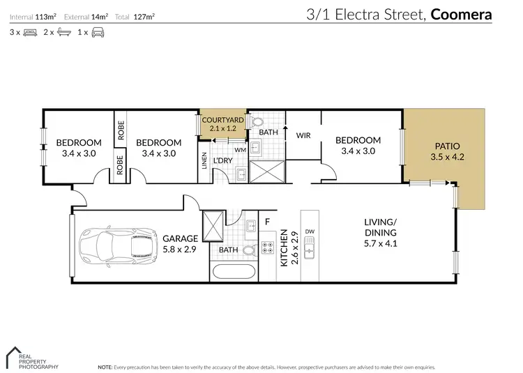 Floorplan of Homely townhouse listing, 3/1 Electra Street, Coomera QLD 4209