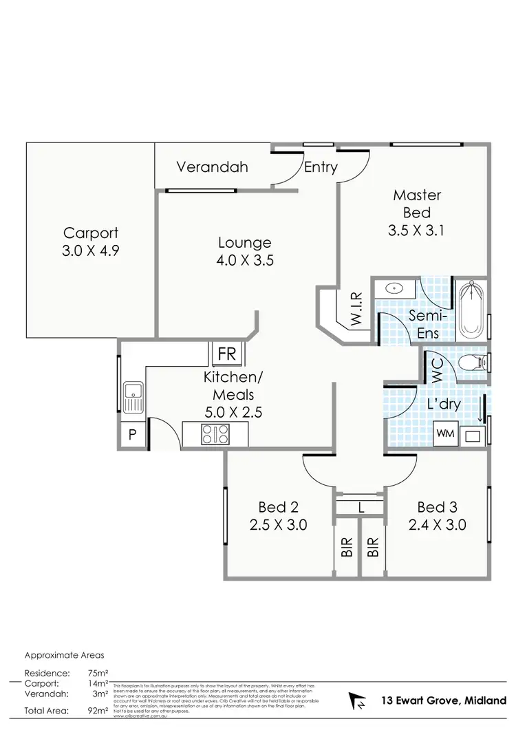 Floorplan of Homely house listing, 13 Ewart Grove, Midland WA 6056