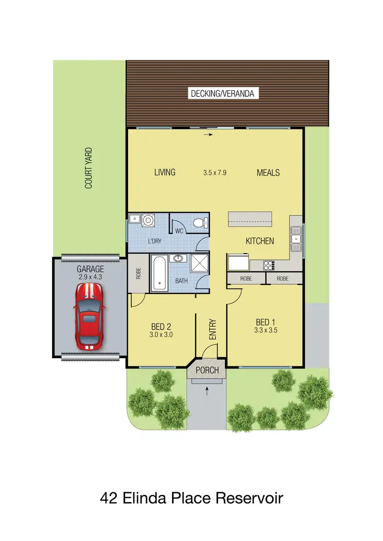 Floorplan of Homely unit listing, 42 Elinda Place, Reservoir VIC 3073
