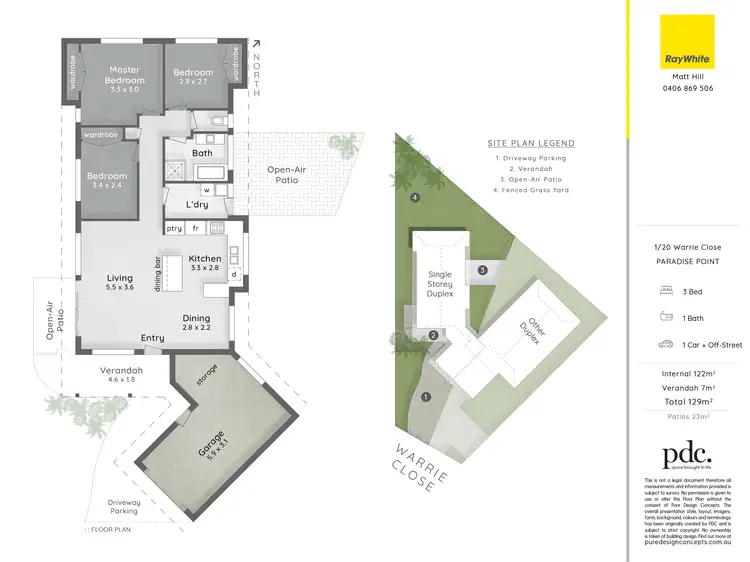 Floorplan of Homely semi-detached listing, 1/20 Warrie Close, Paradise Point QLD 4216