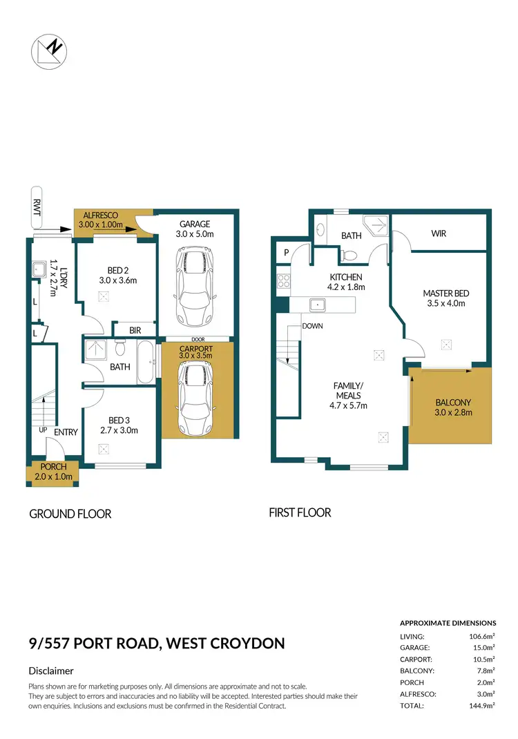 Floorplan of Homely townhouse listing, 9/557 Port Road, West Croydon SA 5008