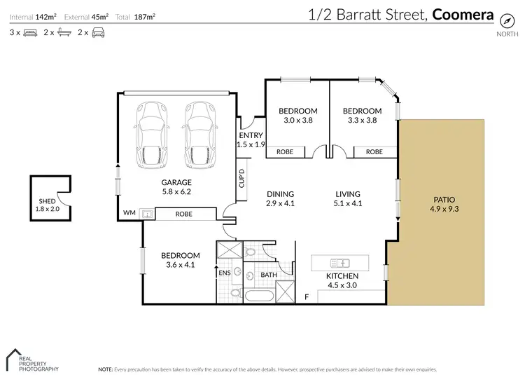 Floorplan of Homely semi-detached listing, 2A Barratt Street, Coomera QLD 4209