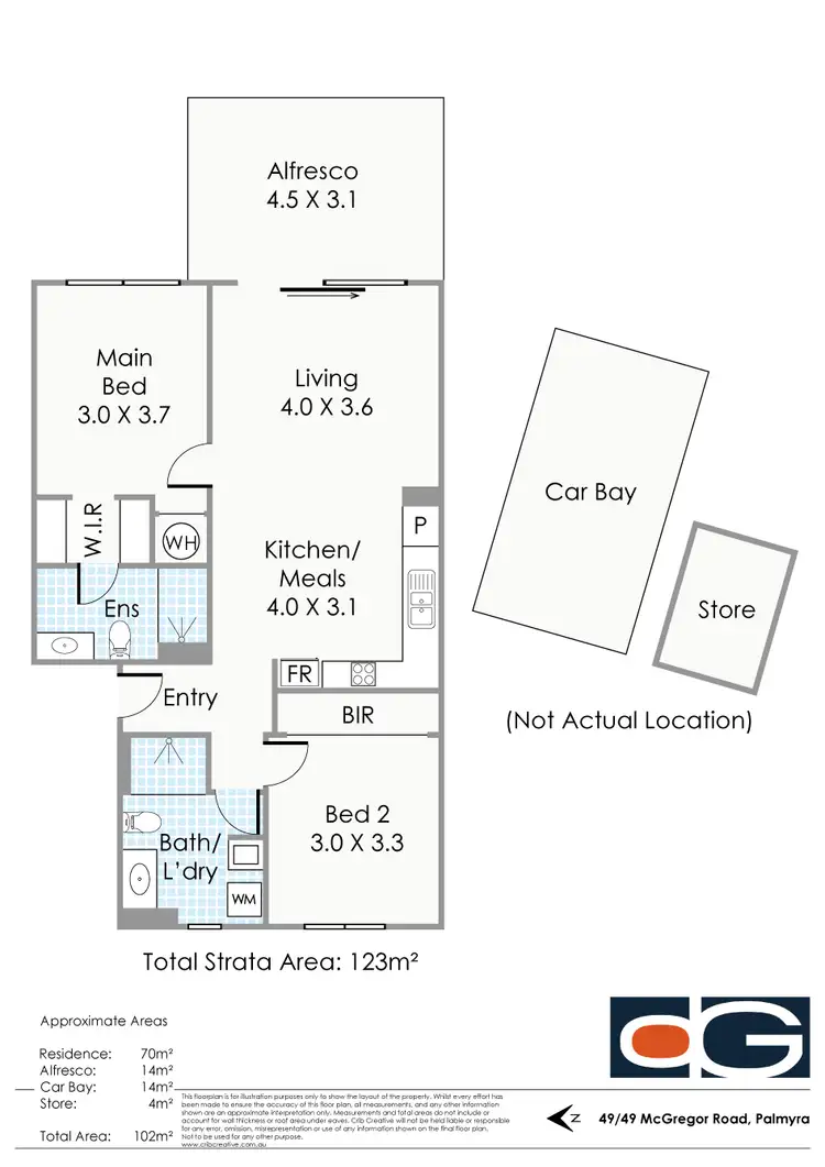 Floorplan of Homely apartment listing, 49/49 McGregor Road, Palmyra WA 6157