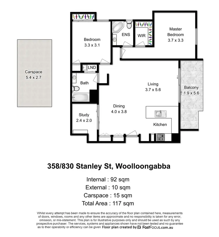 Floorplan of Homely apartment listing, 358/803 Stanley Street, Woolloongabba QLD 4102