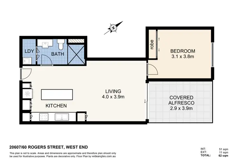 Floorplan of Homely apartment listing, 20607/60 Rogers St, West End QLD 4101