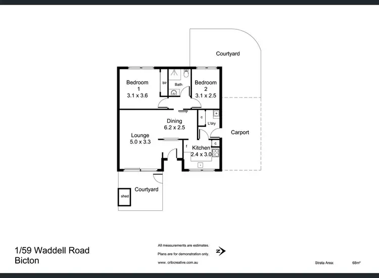 Floorplan of Homely villa listing, 1/59 Waddell Road, Bicton WA 6157