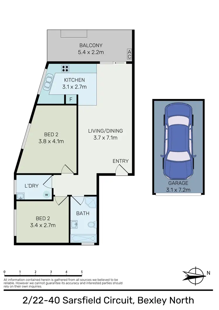 Floorplan of Homely unit listing, 2/22-40 Sarsfield Circuit, Bexley North NSW 2207