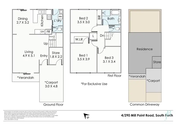 Floorplan of Homely townhouse listing, 4/290 Mill Point Road, South Perth WA 6151