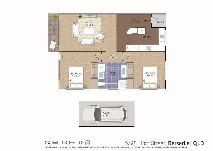 Floorplan of Homely unit listing, 5/98 HIGH STREET, Berserker QLD 4701