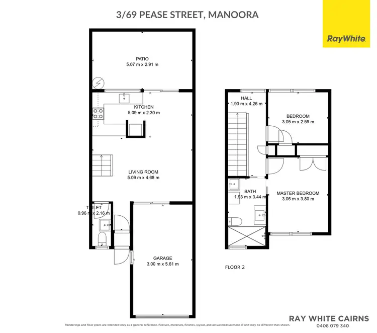 Floorplan of Homely townhouse listing, 3/69 Pease Street, Manoora QLD 4870