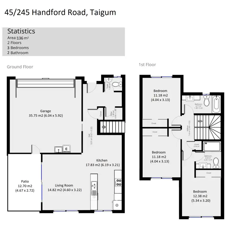 Floorplan of Homely townhouse listing, 45/245 Handford Road, Taigum QLD 4018