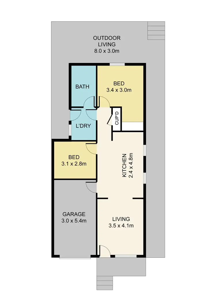 Floorplan of Homely semi-detached listing, 2/2A McPherson Street, Wingham NSW 2429