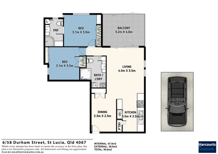 Floorplan of Homely unit listing, 6/58 Durham Street, St Lucia QLD 4067