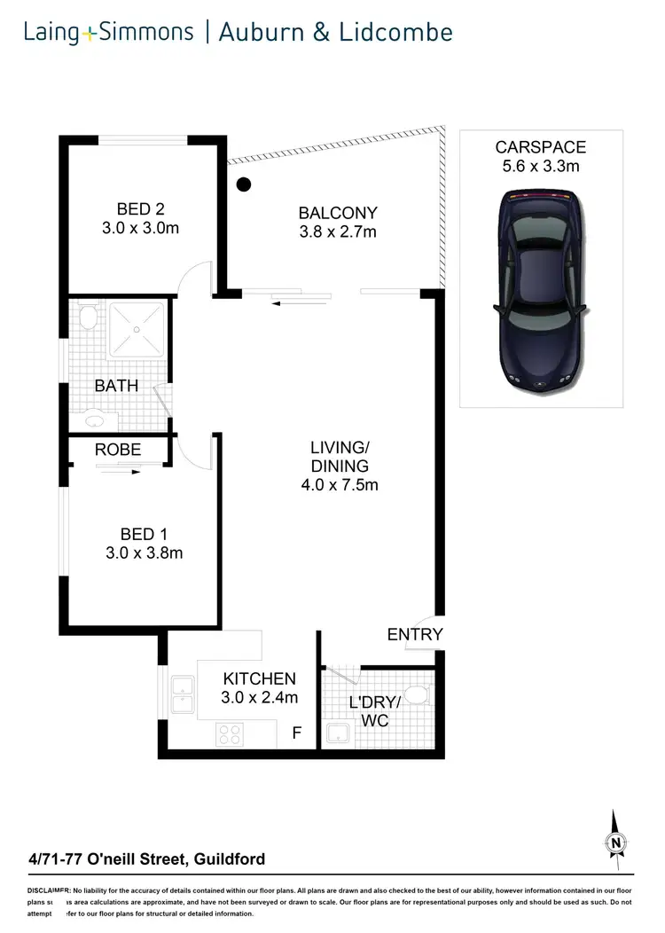 Floorplan of Homely unit listing, 4/71-77 O'Neill St, Guildford NSW 2161