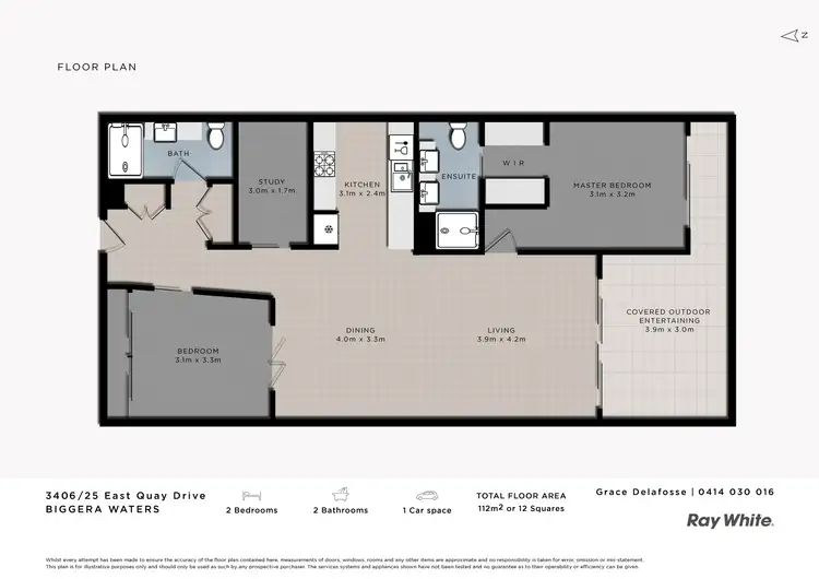 Floorplan of Homely apartment listing, 3406/25 East Quay Drive, Biggera Waters QLD 4216