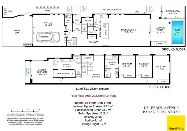 Floorplan of Homely semi-detached listing, 1/31 Errol Avenue, Paradise Point QLD 4216