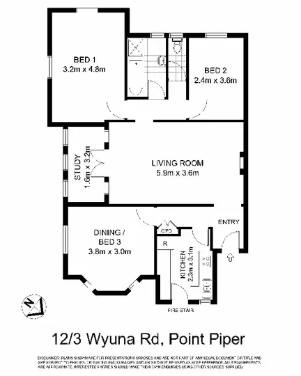 Floorplan of Homely apartment listing, 12/3 Wyuna Road, Point Piper NSW 2027