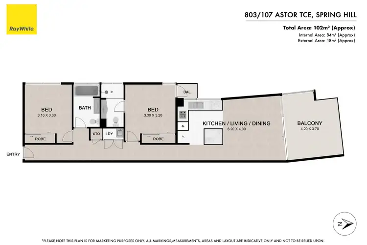 Floorplan of Homely apartment listing, 803/107 Astor Terrace, Spring Hill QLD 4000