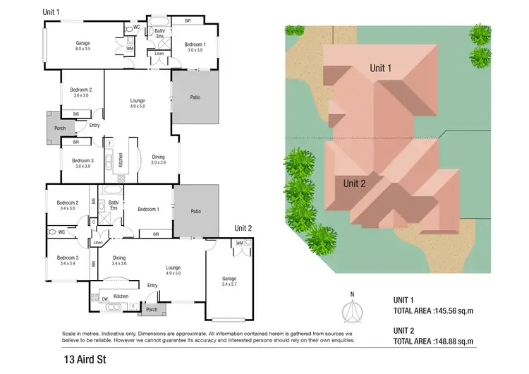 Floorplan of Homely semi-detached listing, 1 & 2/13 Aird Avenue, Kirwan QLD 4817