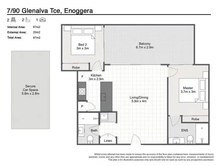 Floorplan of Homely apartment listing, 7/90-92 Glenalva Tce, Enoggera QLD 4051