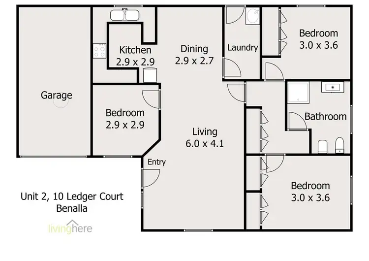 Floorplan of Homely townhouse listing, 2/10 Ledger Court, Benalla VIC 3672
