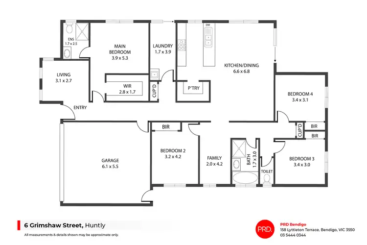 Floorplan of Homely house listing, 6 Grimshaw Street, Huntly VIC 3551