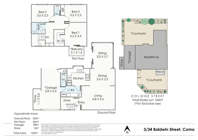 Floorplan of Homely townhouse listing, 3/34 Baldwin Street, Como WA 6152