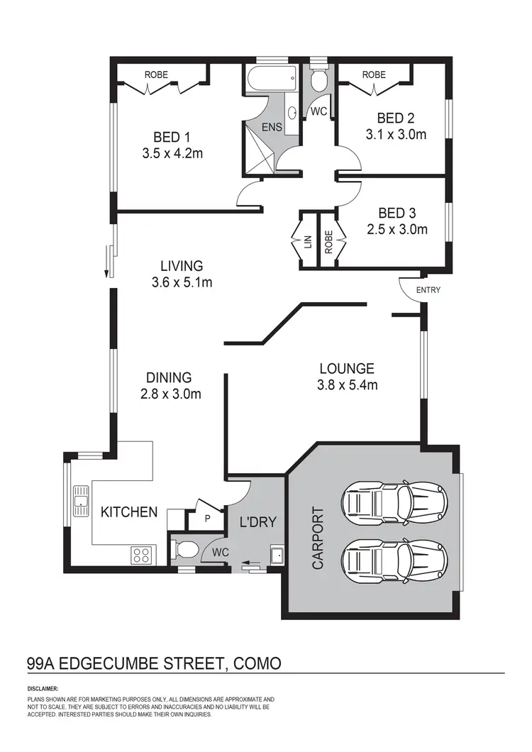 Floorplan of Homely semi-detached listing, 99A Edgecumbe Street, Como WA 6152