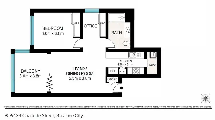 Floorplan of Homely apartment listing, 909/128 Charlotte Street, Brisbane City QLD 4000