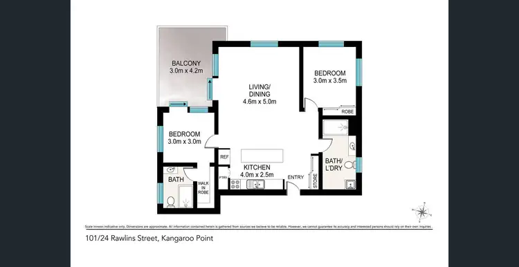 Floorplan of Homely apartment listing, 101/24 Rawlins Street, Kangaroo Point QLD 4169
