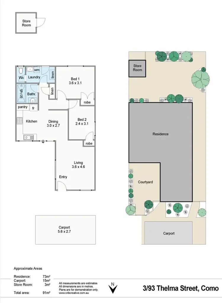 Floorplan of Homely villa listing, 3/93 Thelma Street, Como WA 6152