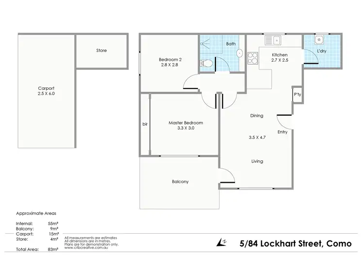 Floorplan of Homely unit listing, 5/84 Lockhart Street, Como WA 6152