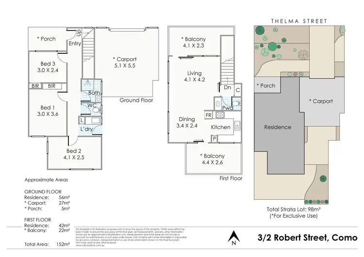 Floorplan of Homely townhouse listing, 3/2 Robert Street, Como WA 6152
