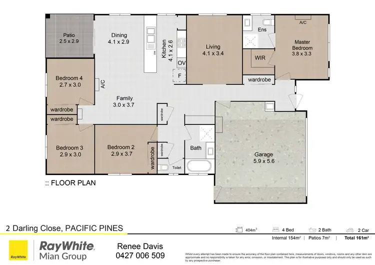 Floorplan of Homely house listing, 2 Darling Close, Pacific Pines QLD 4211
