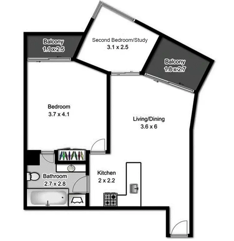 Floorplan of Homely apartment listing, 2001/570 Queen Street, Brisbane City QLD 4000