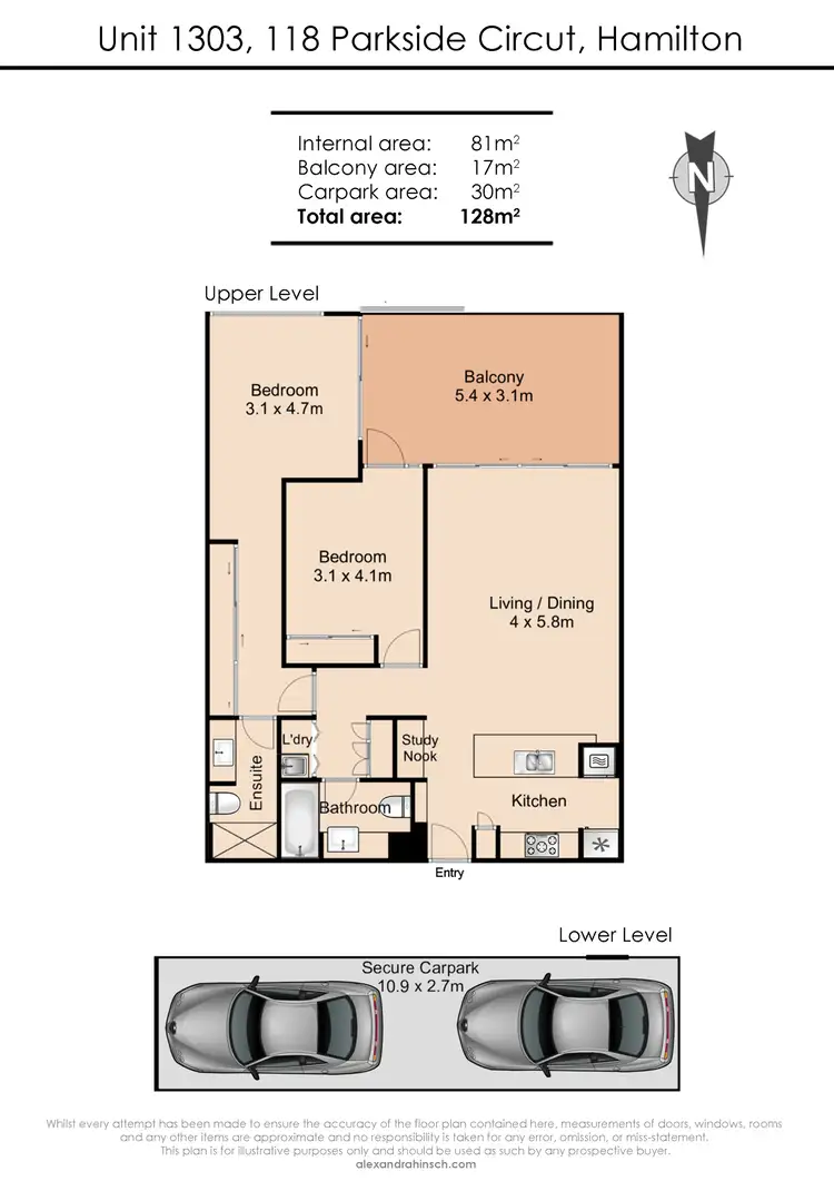 Floorplan of Homely unit listing, 1303/118 Parkside Crescent, Hamilton QLD 4007