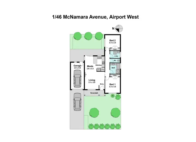 Floorplan of Homely unit listing, 1/46 Mcnamara Avenue, Airport West VIC 3042