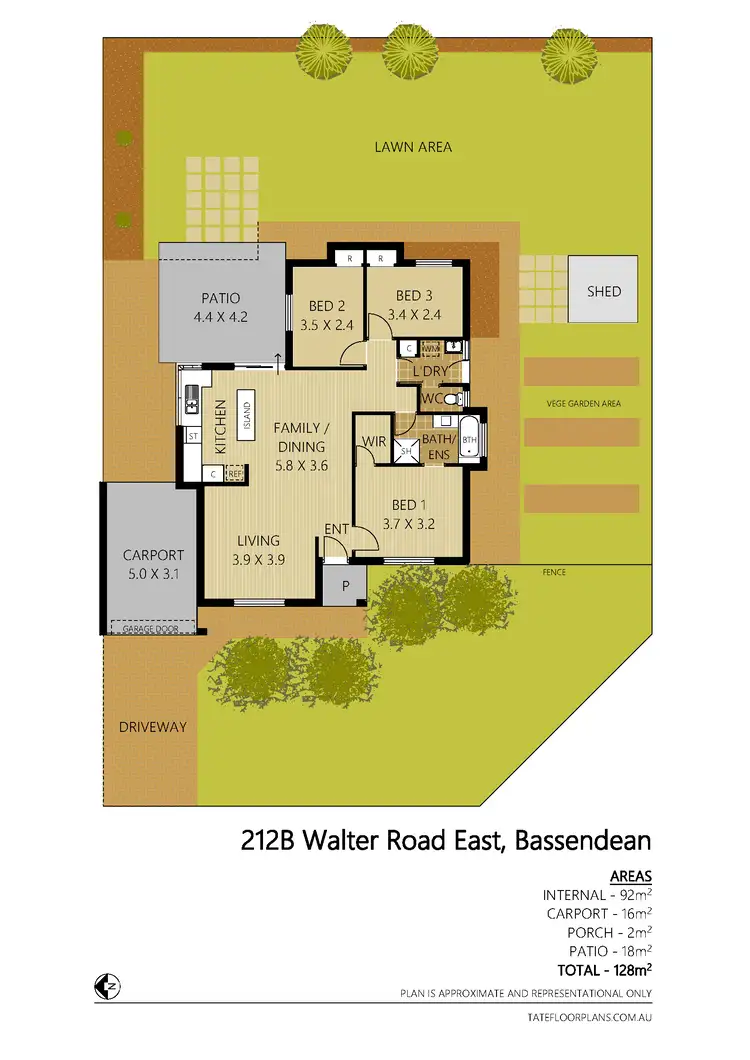 Floorplan of Homely semi-detached listing, 212B Walter Road East, Bassendean WA 6054