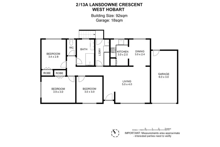 Floorplan of Homely villa listing, 2/13A Lansdowne Crescent, West Hobart TAS 7000