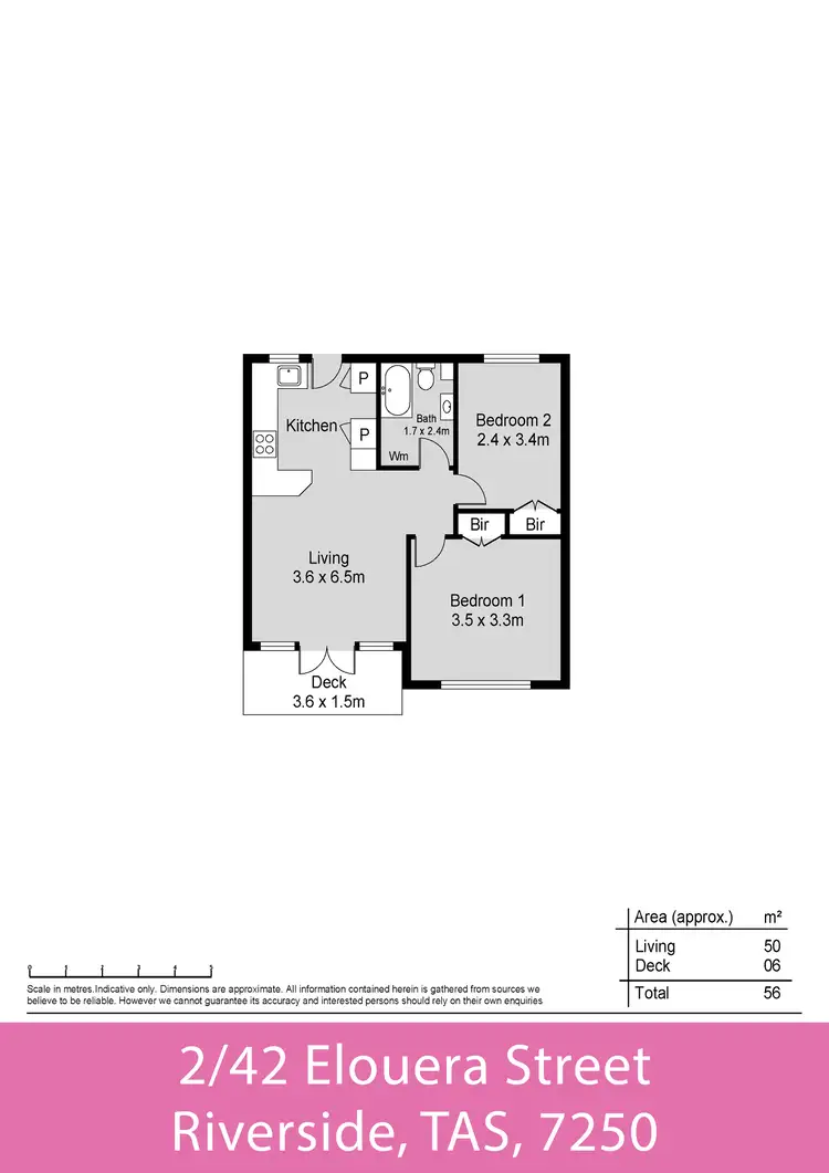 Floorplan of Homely unit listing, 2/42 Elouera Street, Riverside TAS 7250