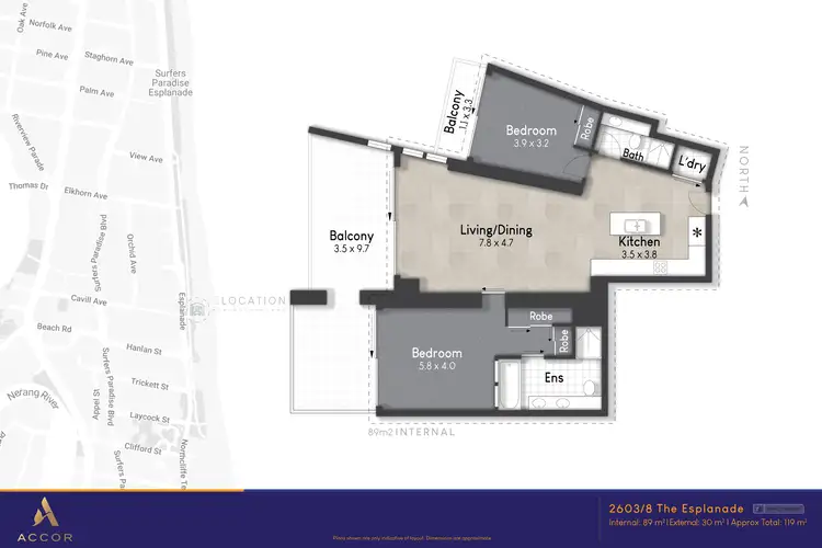 Floorplan of Homely apartment listing, 2603/4 The Esplanade, Surfers Paradise QLD 4217