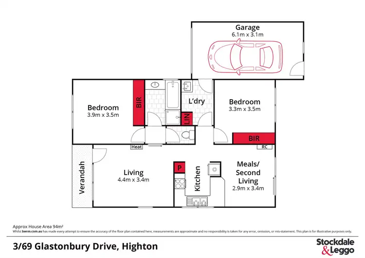 Floorplan of Homely townhouse listing, 3/69 Glastonbury Drive, Highton VIC 3216