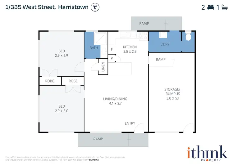 Floorplan of Homely unit listing, 1/335 West Street, Harristown QLD 4350