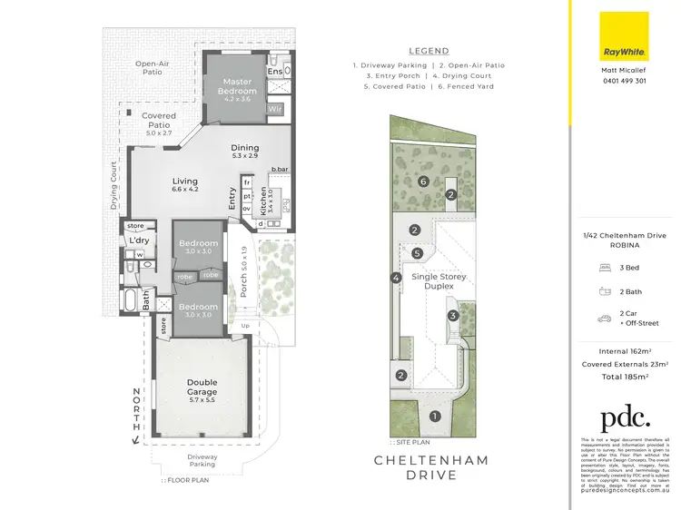 Floorplan of Homely semi-detached listing, 1/42 Cheltenham Drive, Robina QLD 4226