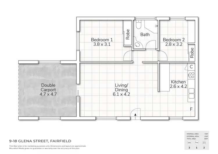 Floorplan of Homely apartment listing, 9/18 Glena Street, Fairfield QLD 4103